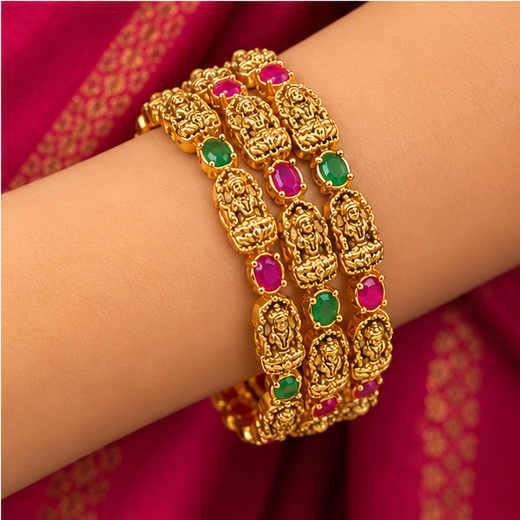Matte Finishing Lord Lakshmi Bangle - Image 4