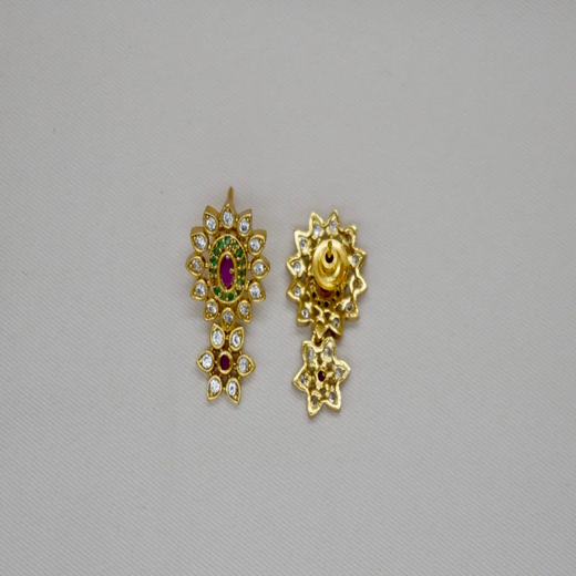 Flower Design Short Necklace with Stone Work | Artificial Jewellery - Image 3
