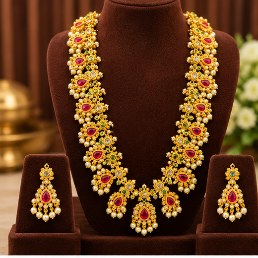 Red stone Butta pusala Jewellery