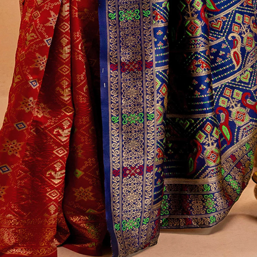 Maroon Silk Woven Patola Saree - Image 2