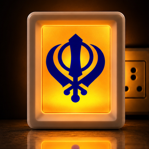 Khanda (☬) LED 2 Pin Night Lamp (Size: 10*8 Cm)