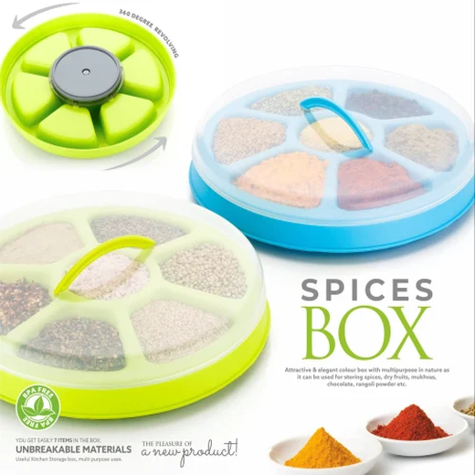 6 in 1 Round Plastic Spice Box - Image 2