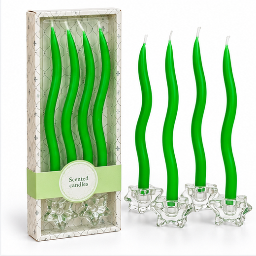 4 Piece Spiral Wax Candle Set Wit 2 Stand 🕯️ - Image 2