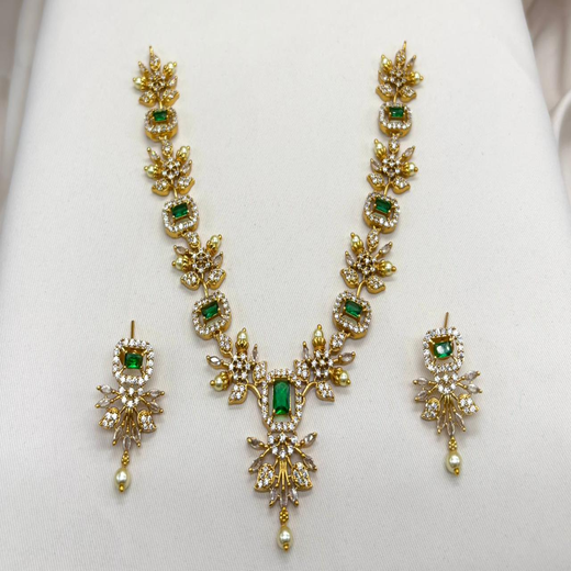 Gold Short Necklace with Multi-Coloured Stones | Artificial Jewellery