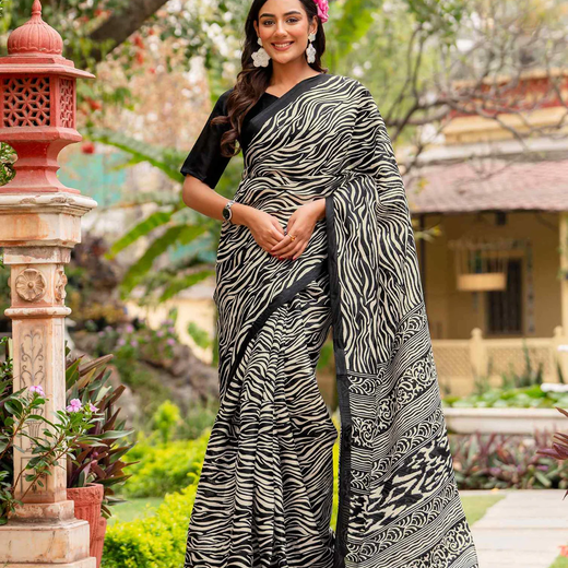 Black Khadi Printed Saree
