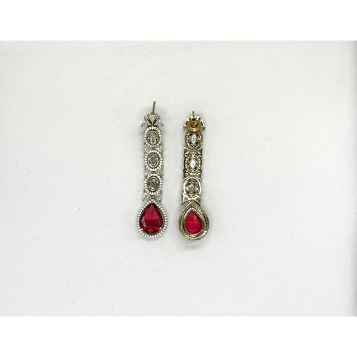 Victorian Two Steps With Red Stone Long Necklace - Image 3