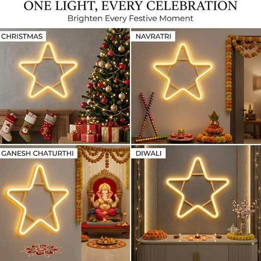 Neon Star Warm White (Size: 12 Inch) 🌟 - Image 3