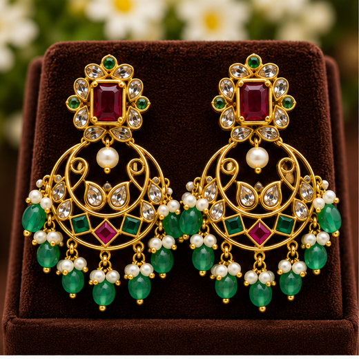 Ruby Green Chandelier Earrings