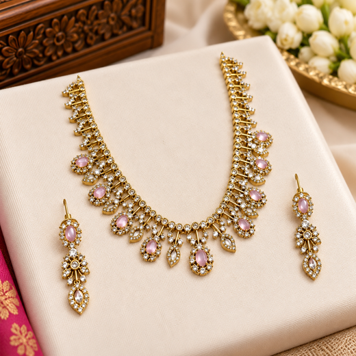 Victorian Baby-Pink Short Necklace - Image 3