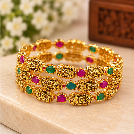 Matte Finishing Lord Lakshmi Bangle - Image 2
