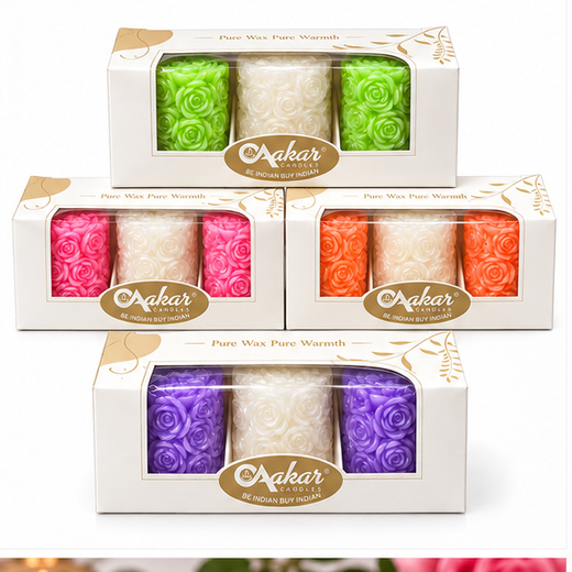 3 Piece Sunflower Piller Candle (Pack of 3) (Box Size: 6.5*2.2 Inch) (AF-302) 🌹 🕯️