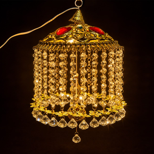 Beautiful Lighting Red Diamond Golden Jhumar (Size: 40*22Cm) 🧿 - Image 2