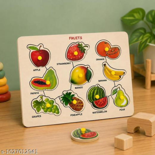 Wooden Fruits Shapes Puzzle - Image 3