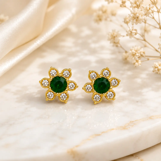 Changeable Flower Design Five Colours Stones Earring - Image 3