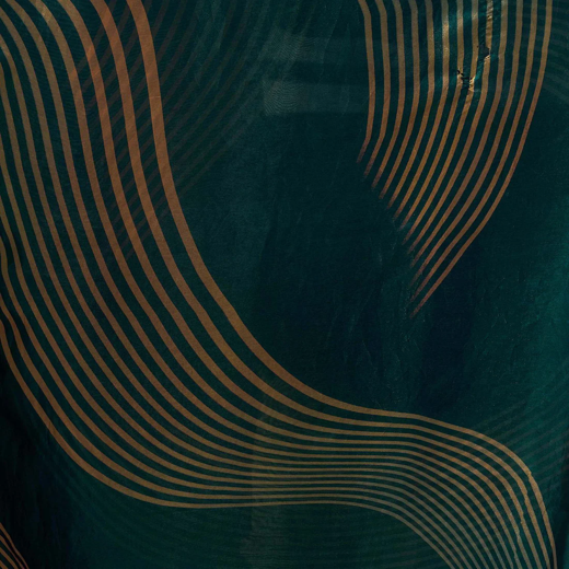 Rama Green Organza Printed Swarovski Saree - Image 3