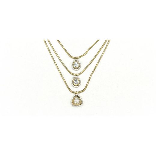 Premium Three layered AD Stones With White stone Necklace - Image 2