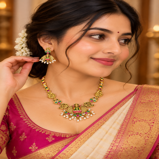 Enamel Antique finish With Short Necklace - Image 4