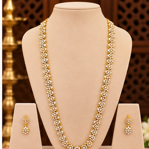 Matte finishing AD stones Floral Long Haram