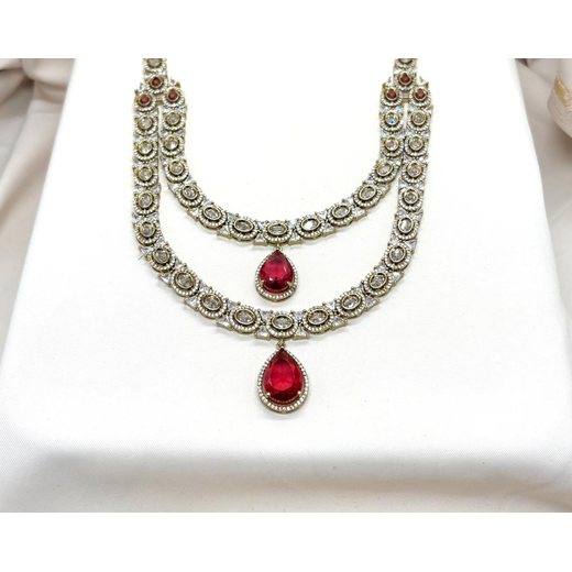 Victorian Two Steps With Red Stone Long Necklace - Image 2