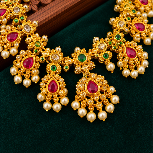 Red stone Butta pusala Jewellery - Image 3