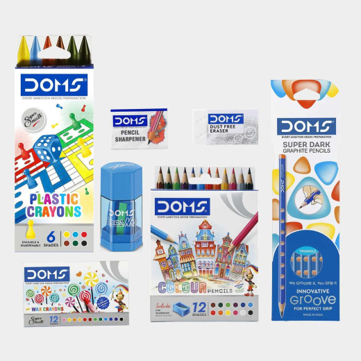 Doms Smart Kit Comes With Transparent Zipper Bag Combination of 12 Stationery Items - Image 4