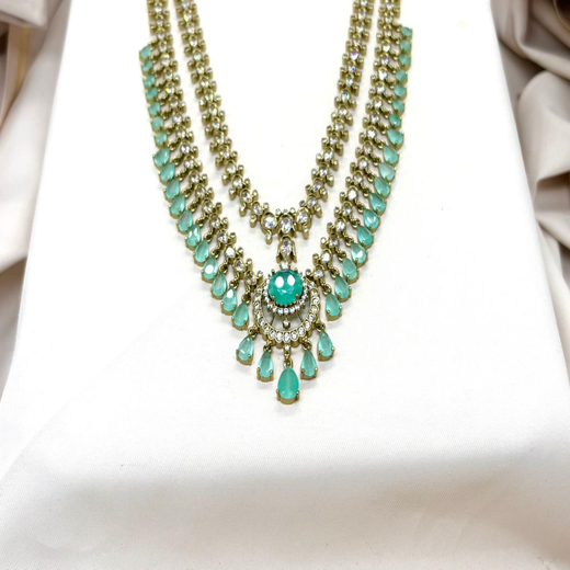 Victorian Mint-Green Stone's Two steps Long Necklace - Image 2