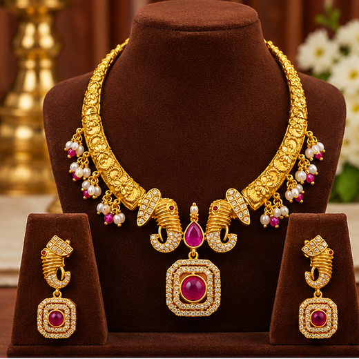Premium Gold Plated Short Necklace Set