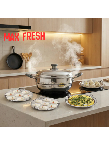 MaxFresh Triply Multi Kadai with Stainless Steel Lid & Free Glass Lid - Image 3