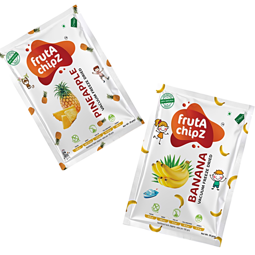 frutA chipZ Freeze Dried Chikoo 20 Gms/ Fruit Mango 20 Gms/ Banana 30 Gms/ Pineapple 20Gms/ Green Mango 20Gms/  JackFruit 20 Gms |100% Natural| Ready to Eat - Image 4
