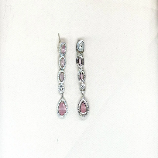 Silver Short Necklace with Baby-Pink Stone's - Image 3