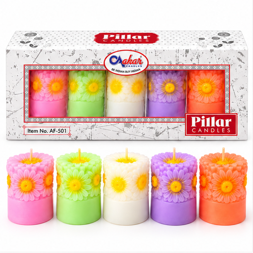 5 Piece Sunflower Piller Candle (Pack of 5) (AF-501) 🌻
