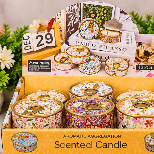 Beautiful Premium Tin Scented Candle (12 Piece Box) 🕯️