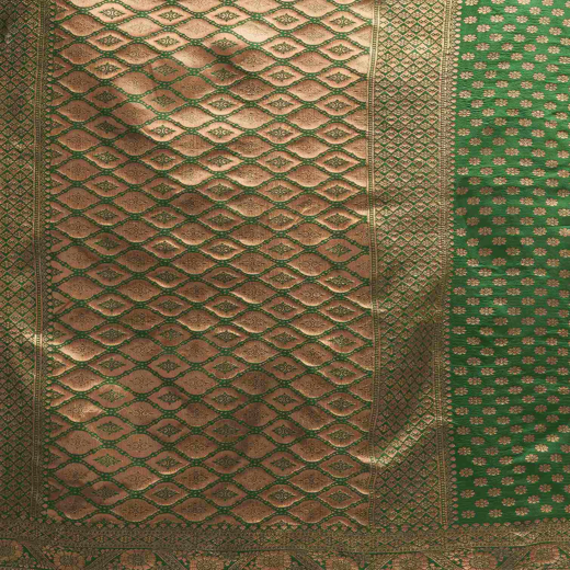 Royal Green Silk Woven Banarasi Saree - Image 3