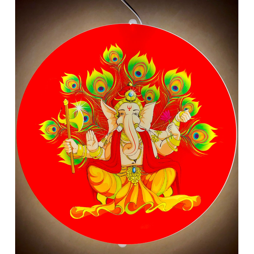 Ganesh Ji Design Double Side Light Board (Size: 14 Inch) ✨