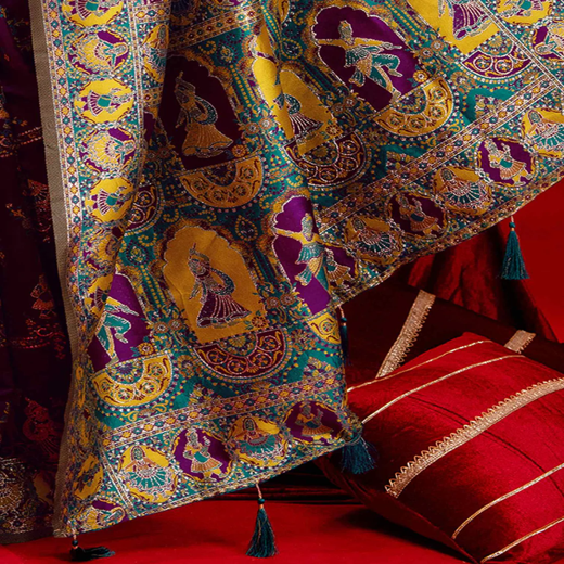 Dark Purple Silk Woven Paithani Saree - Image 3