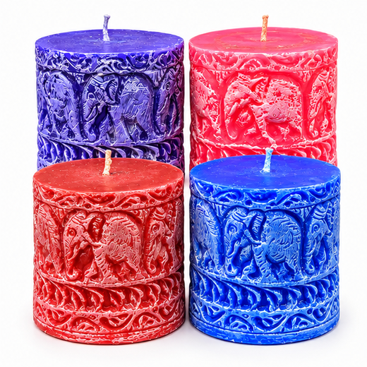 Mix Colour Elephant Design Piller Candle (Size: 3*3 Inch) 🐘 🕯️
