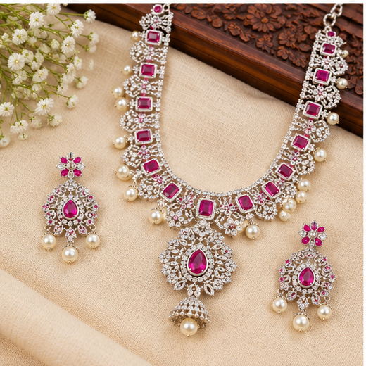 Ad Stones G.J polish Detachable With Pink stones Long Haram - Image 3