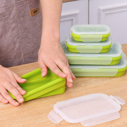 New Portable Foldable Silicone Lunch Box (Set of 4) - Image 3