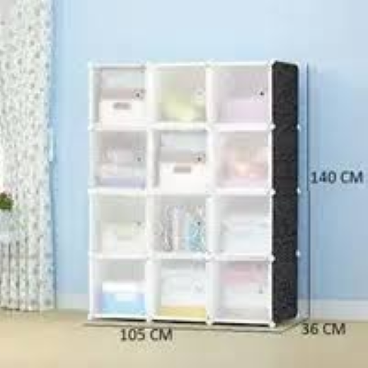 12 Door Plastic Sheet Wardrobe Storage Rack: