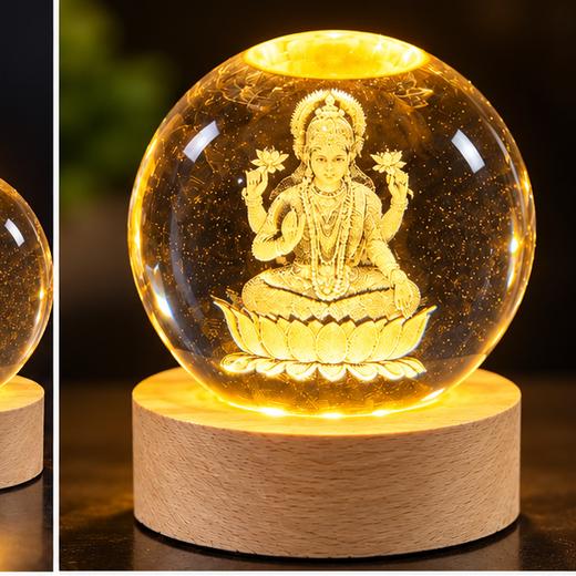 Lakshmi Ji 3D Crystal Ball Lamp - Image 2