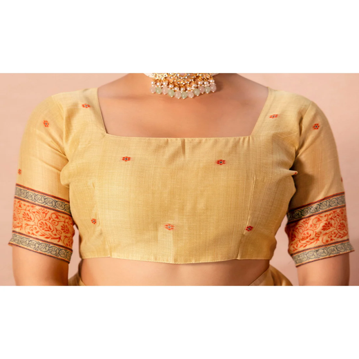 Mustard Yellow Chanderi Cotton Woven Saree - Image 2