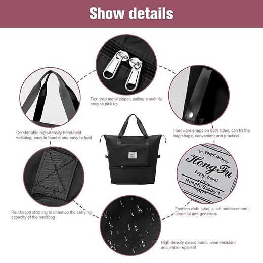 Waterproof Folding Carry Luggage Bag with Pocket - Image 4