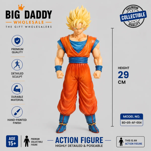 29 cm Goku g orange dress, blue shirt, yellow hair