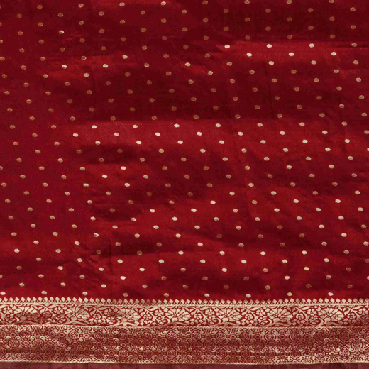 Maroon Silk Woven Banarasi Saree - Image 2