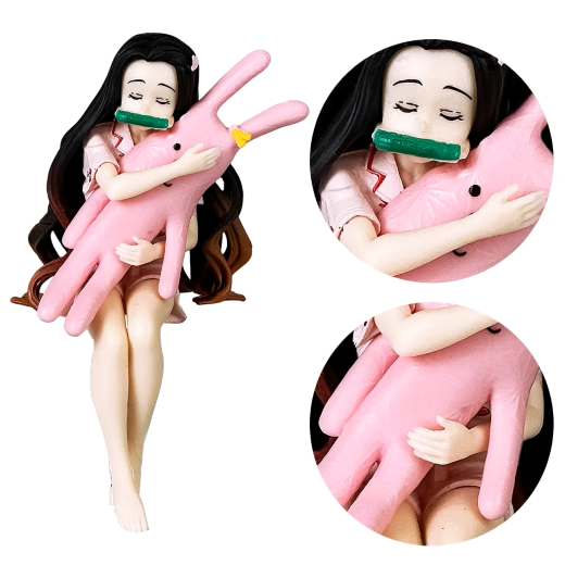 Nezuka sitting sleeping holding teddy Action fiqure - Image 2