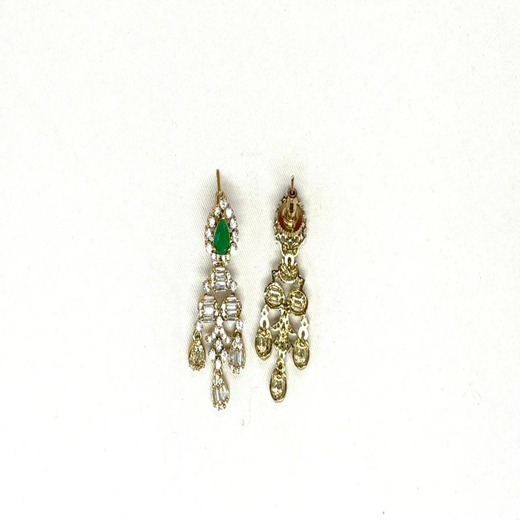 Victorian finishing with Green stone Short Necklace - Image 3