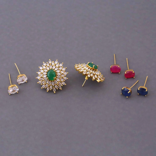 Changeable Stone Flower Design Earrings - Image 3