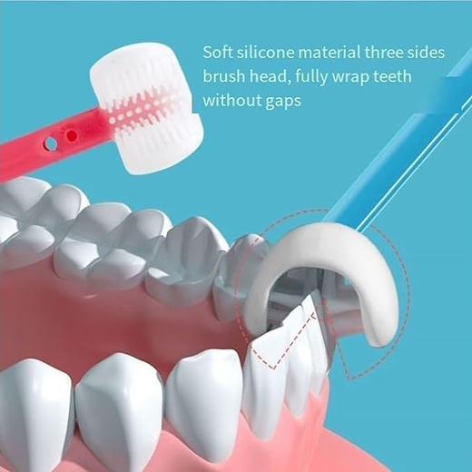 3 Sides Soft Silicone Children Toothbrush - Image 2