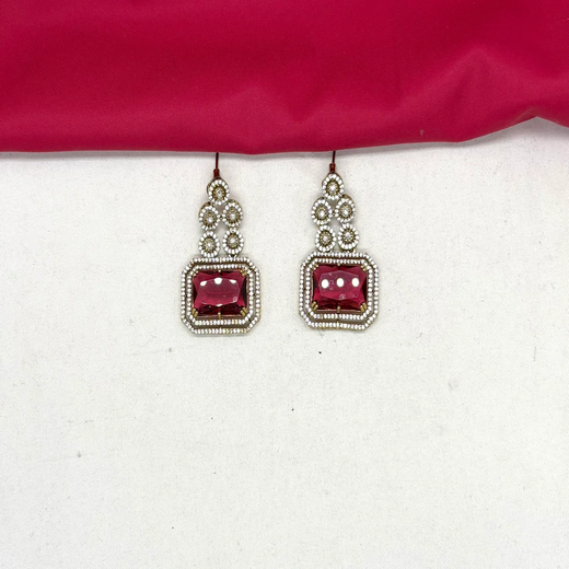 Victorian finishing emerald Red stones and intricate American Diamond Necklace - Image 3