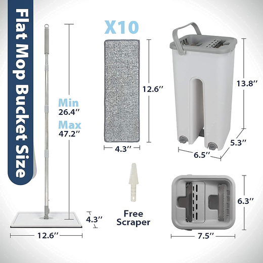 Scratch Mop Flat Mop with Bucket - Image 4